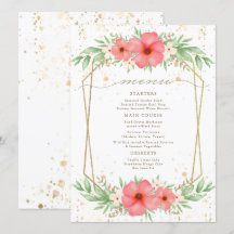 Watercolor Boho Pink & Ivory Greenery Menu Floral