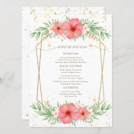 Watercolor Boho Pink & Ivory Greenery Menu Floral
