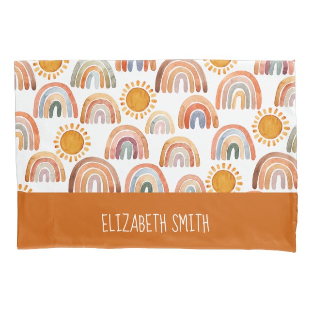 Watercolor Boho Rainbow e Sun Personalizados (Frente)