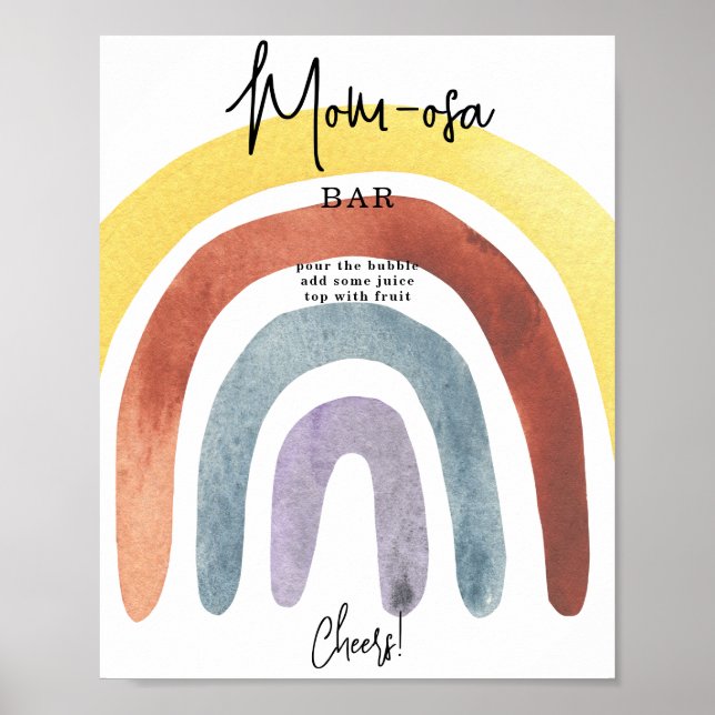 Watercolor Boho Rainbow ma bar Poster (Frente)