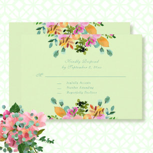 Watercolor Botanical Boho Green - RSVP de Casament