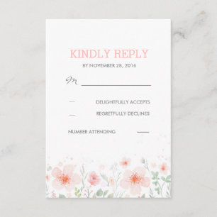 Watercolor Botanical Flowers Meadow Wedding RSVP