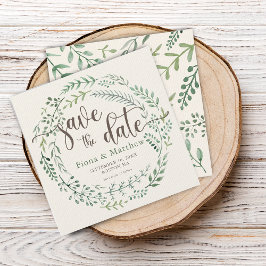 Watercolor Botanical Wreath Save The Date (A Versa