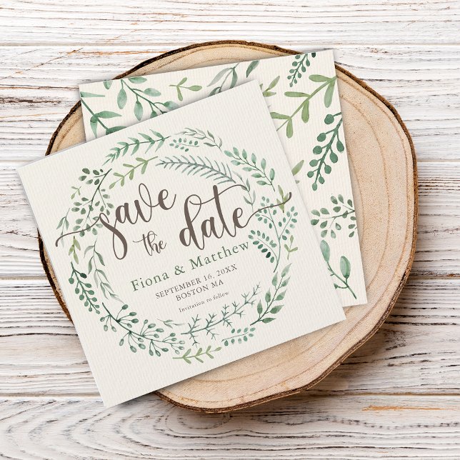 Watercolor Botanical Wreath Save The Date (A Versa (Watercolor Botanical Wreath Save The Date)