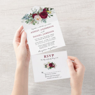 Watercolor Burgundy Floral Greenery