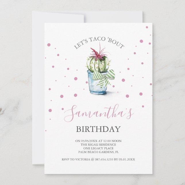 Watercolor Cactus Birthday - Convites Online (Frente)