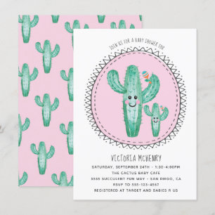 Watercolor Cactus Momma e Convite ao Chá de fralda