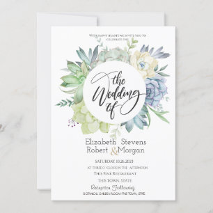 Watercolor Cactus Suculents Convite Para Casamento