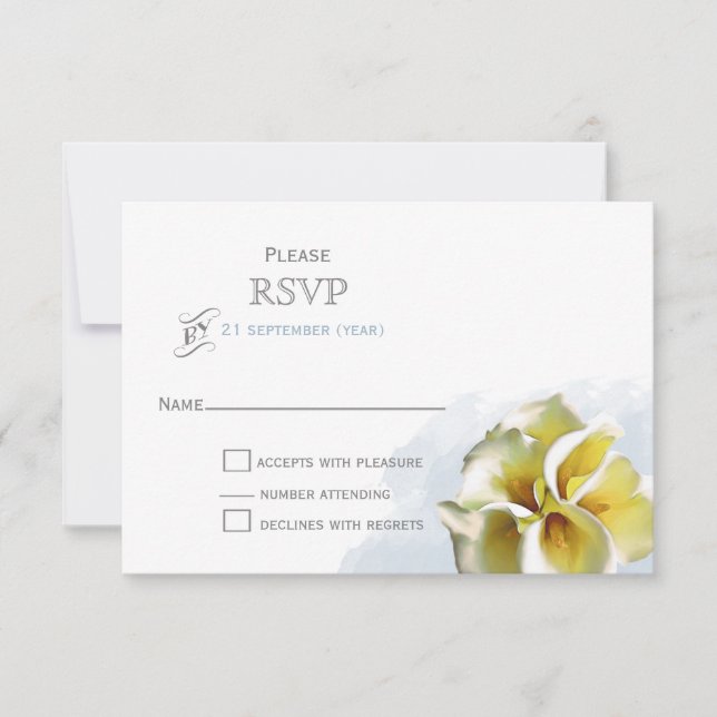 watercolor calla lily Casamento Floral RSVP (Frente)