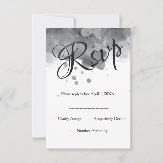 Watercolor Casamento negro romântico RSVP (Frente)