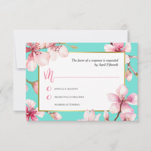 Watercolor Cherry Blossom Weding RSVP (Frente)