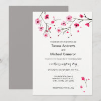 Watercolor Cherry Blossoms Convites para Casamento