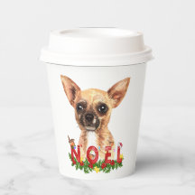 Watercolor Chihuahua Noel Natal