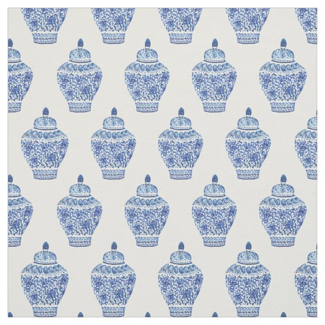 Watercolor Chinoiserie Ginger Jar Tecido (Modelo)