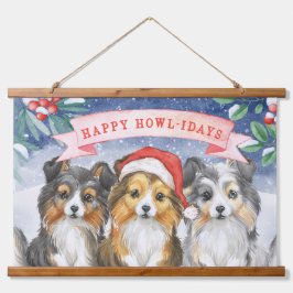 Watercolor Christmas Sheltie Happy Howlidays