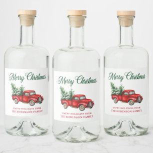 Watercolor Classic Red Truck Feliz Natal