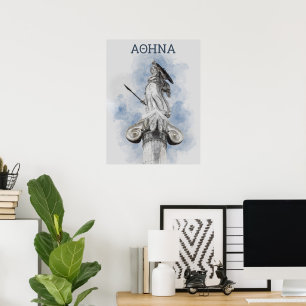 Watercolor Classic Statue Athena Poster