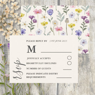 Watercolor Colorful Wildflower Wedding RSVP