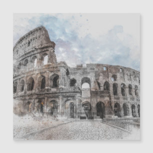 Watercolor Colosseum Roma Itália Art - Vintage Rom