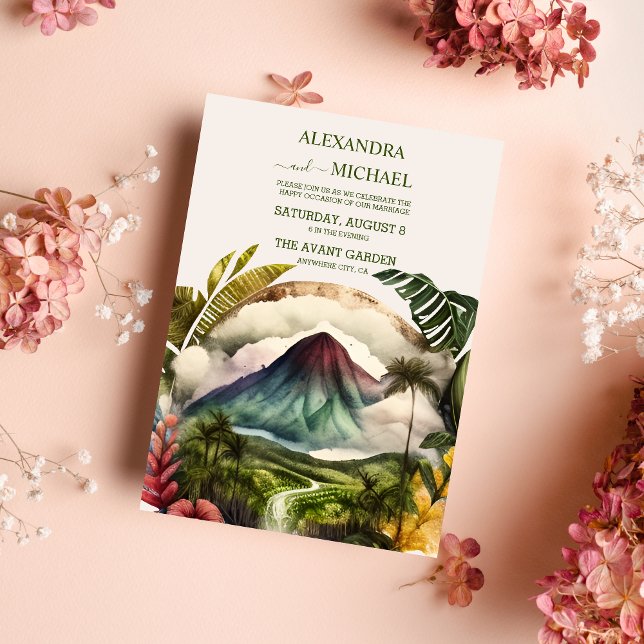 Watercolor Costa Rica Destino Casamento Convite (Criador carregado)