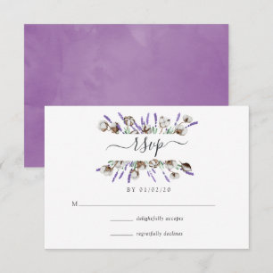 Watercolor Cotton Lavanda País Casamento RSVP Ca
