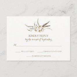 Watercolor Cotton Wreath Feather RSVP Card
