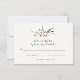 Watercolor Cotton Wreath Feather RSVP Card