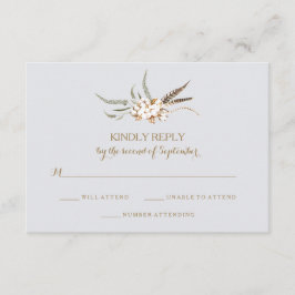 Watercolor Cotton Wreath Feather RSVP Card