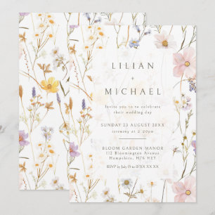 Watercolor Dainy Flowers Convite De Casamento