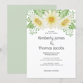 Watercolor Daisy Flowers Convite De Casamento