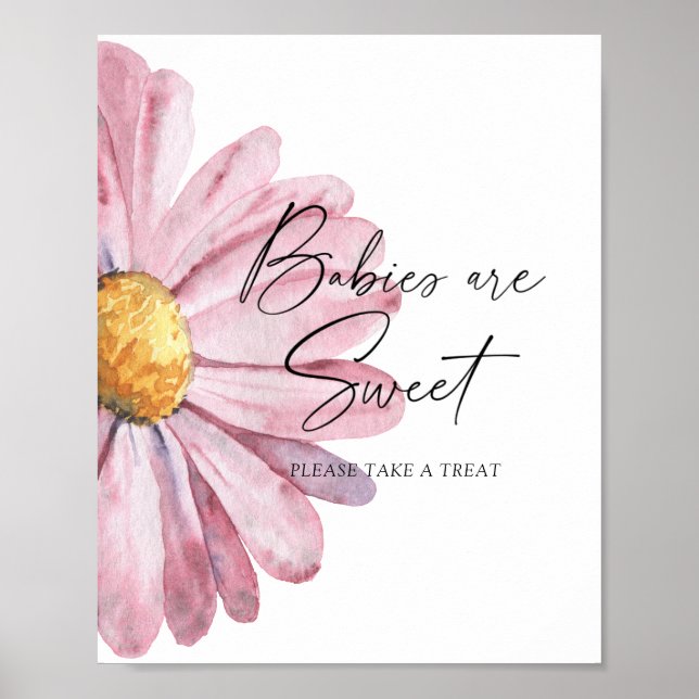 Watercolor Daisy - os bebês são poster doce (Frente)