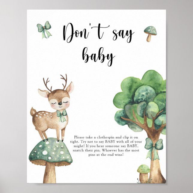 Watercolor Deer - Não diga baby Poster (Frente)