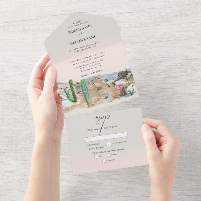 Watercolor Desert Cactus Boho Wedding (Tearaway)