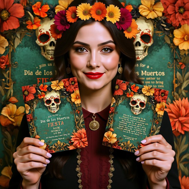 💀 🎉 Watercolor Día de Muertos Convite de festas (Watercolor Día de Muertos Party Invitation)