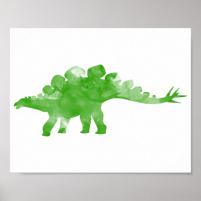 Watercolor Dino Dinosaur Baby Boy Impressão (Frente)