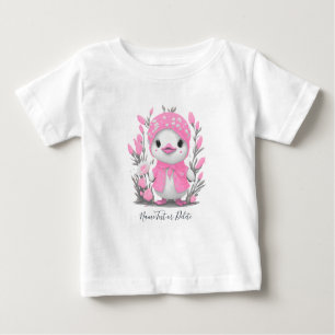 Watercolor Duck Pink Flowers Baby T-Shirt