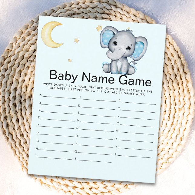 Watercolor Elephant Baby Shower Boy, Blue and Gray (Criador carregado)
