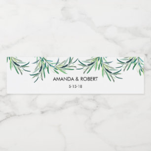 Watercolor Etiqueta de garrafa de água verde