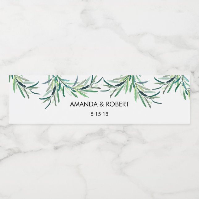 Watercolor Etiqueta de garrafa de água verde (Rótulo Único)