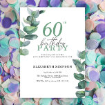 Watercolor eucalyptus 60.o Convite de Aniversário<br><div class="desc">O tema é a festa de aniversário de verão perfeita! Folhas de Aquarela eucalipto.</div>