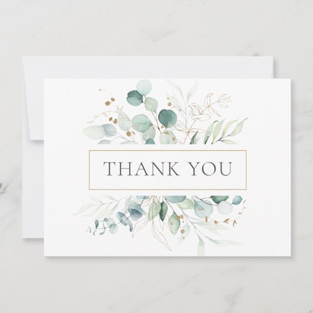 Watercolor Eucalyptus Greenery Obrigado (Frente)