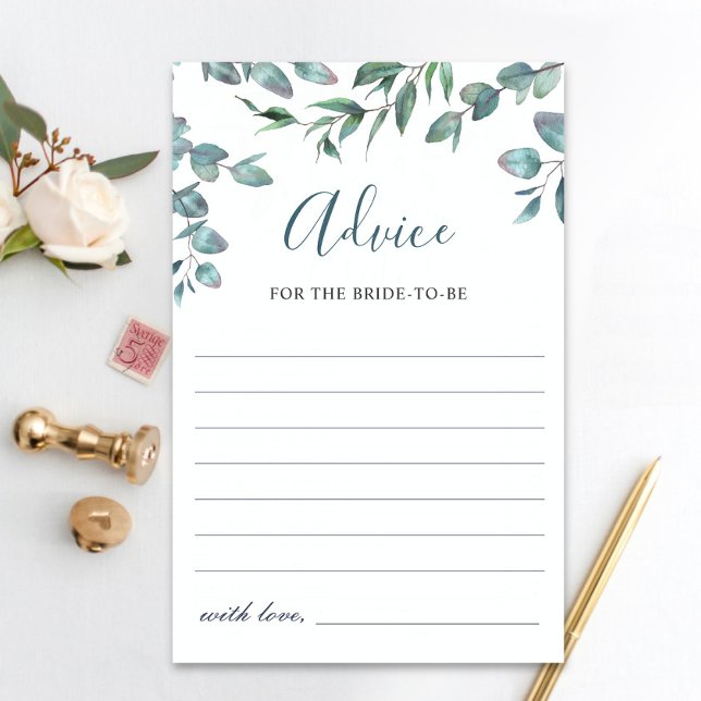 Watercolor Eucalyptus Greenery Simple Advice Card (Criador carregado)
