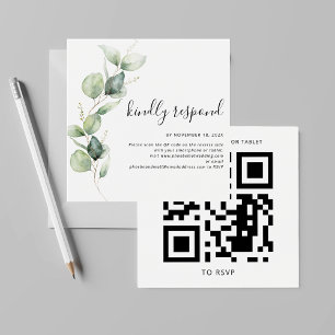 Watercolor Eucalyptus QR Code Wedding Website RSVP
