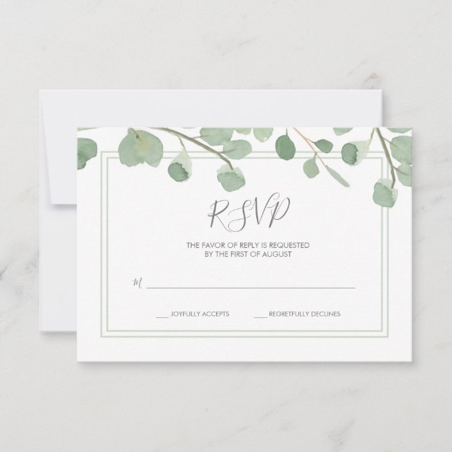 Watercolor Eucalyptus Wedding RSVP (Frente)