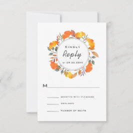 Watercolor Fall Autumn Wath Casamento RSVP Card
