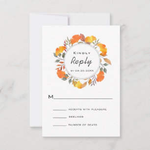 Watercolor Fall Autumn Wath Casamento RSVP Card