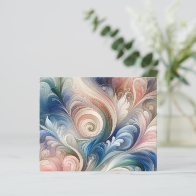 Watercolor Fantasy Floral Pastel Blue & Cream (Em pé/Frente)