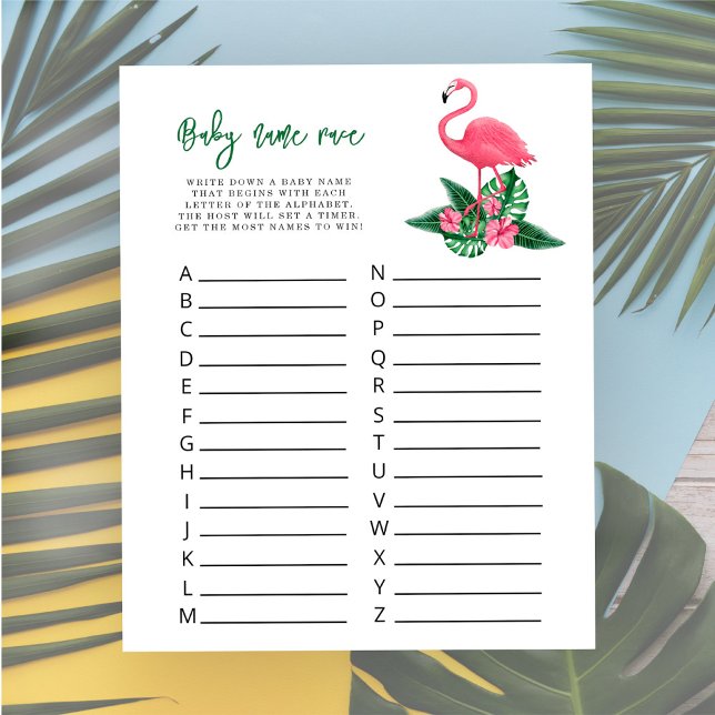 Watercolor Flamingo - Jogo da raça do nome do bebê (Criador carregado)