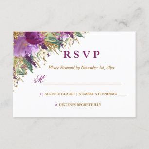 Watercolor Floral Ametyst Weding RSVP