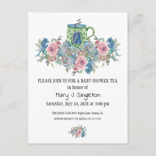 Watercolor Floral Baby Tea Convite de festas